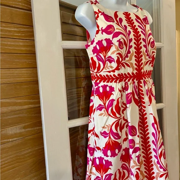 Boden Lauren Cotton Midi Dress Poppy Red Elaborate Flora 6 R NWT - Picture 9 of 14